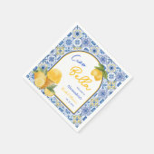 イタリアのタイル レモンジェラート ブライダルシャワー スタンダードカクテルナプキン (角)