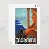 イタリアのタオルミーナシチリアのヴィンテージのポスター ポストカード (正面/裏面)