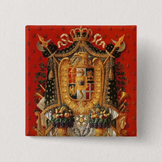 イタリアのタペストリーのためのデザインの紋章付き外衣 缶バッジ (正面)