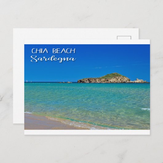 イタリアのターコイズ水と黄金の砂ビーチ ポストカード (正面/裏面)