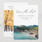 イタリアのチンクエ・テッレ 結婚式のご案内 招待状 (正面/裏面)