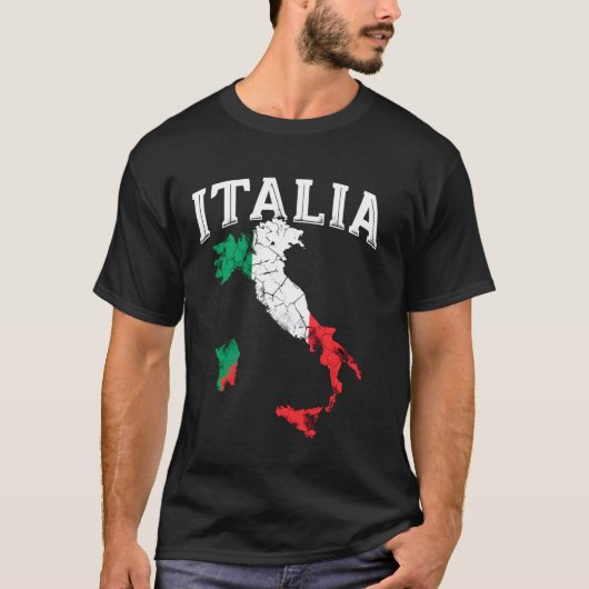 イタリアのディストレスフラグ Tシャツ (正面)