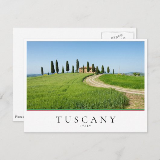イタリアのトスカーナにあるヒノキのあるファームヴィラ ポストカード (正面/裏面)