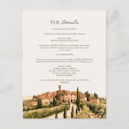 イタリアのトスカーナの丘の町での結婚式の詳細 エンクロージャーカード