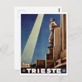 イタリアのトリエステ市。夜空。ヴィンテージ旅行 ポストカード (正面/裏面)