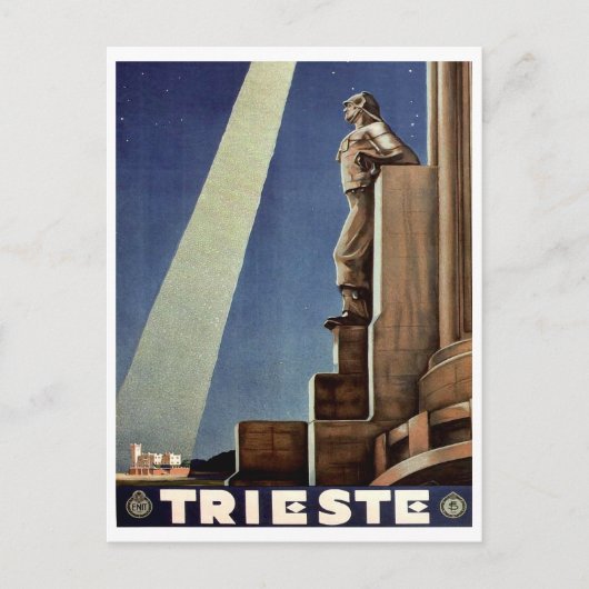 イタリアのトリエステ市。夜空。ヴィンテージ旅行 ポストカード (正面)