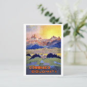 イタリアのドロミット山脈、ドビアーチョ上空の夕日 ポストカード (スタンド正面)