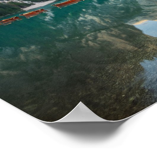 イタリアのドロミテスのラゴ・ディ・ブレイス ポスター (角)