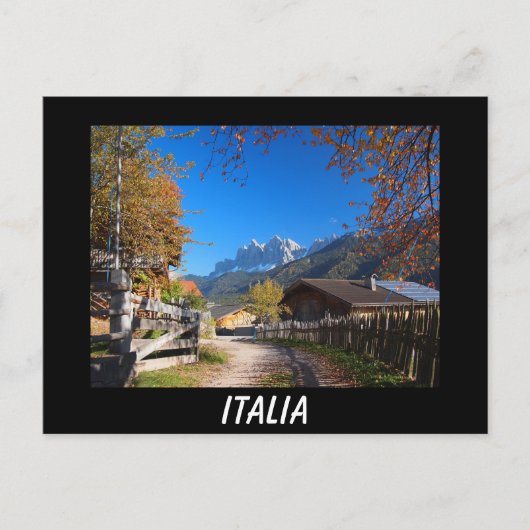 イタリアのドロミテスの秋の黒はがき ポストカード (正面)