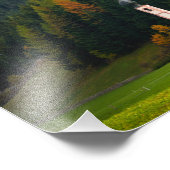 イタリアのドロミテス山脈の前にある教会 フォトプリント (角)