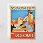 イタリアのドロミテス・アルプスでカップル ポストカード (正面/裏面)