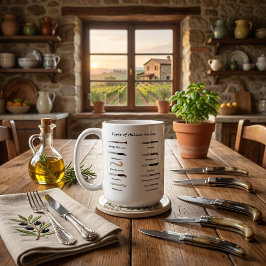 イタリアのナイフの種類 料理インフォグラフィック コーヒーマグカップ