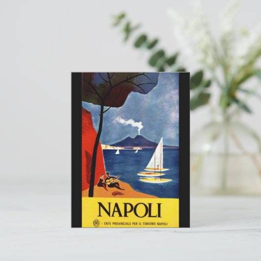 イタリアのナポリのヴィンテージ旅行ポスター ポストカード (スタンド正面)
