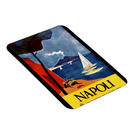 イタリアのナポリのヴィンテージ旅行ポスター マグネット (右側)