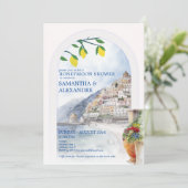 イタリアのハネムーンオンアマルフィトスカーニカップルのシャワー 招待状 (スタンド正面)