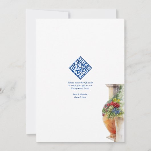 イタリアのハネムーンオンアマルフィトスカーニカップルのシャワー 招待状 (裏面)