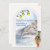 イタリアのハネムーンオンアマルフィトスカーニカップルのシャワー 招待状 (正面/裏面)
