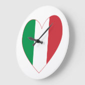 イタリアのハートの旗 ラージ壁時計 (傾斜)