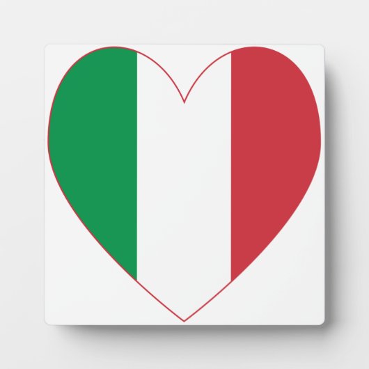 イタリアのハート形の国旗（赤枠） フォトプラーク (正面)