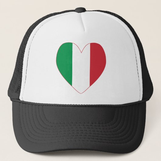 イタリアのハート旗 赤い縁 キャップ (正面)