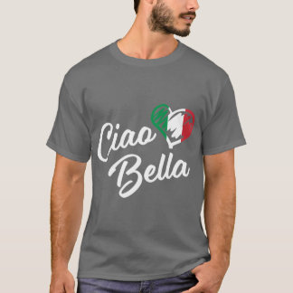 イタリアのハート チャオベラ 手書き風 かわいい イタリア 友達 Tシャツ