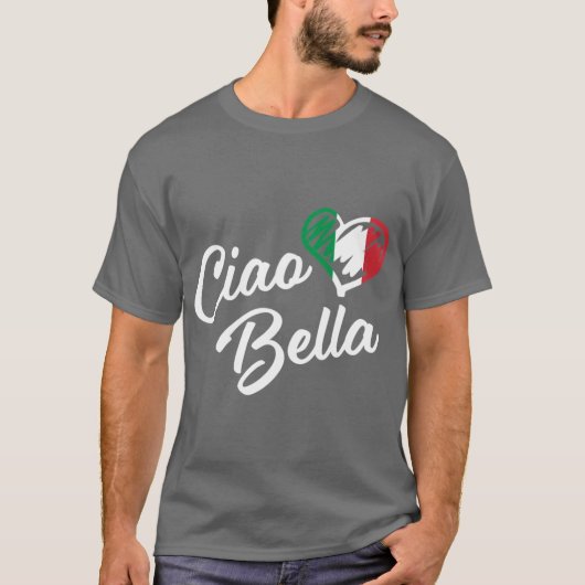 イタリアのハート チャオベラ 手書き風 かわいい イタリア 友達 Tシャツ (正面)