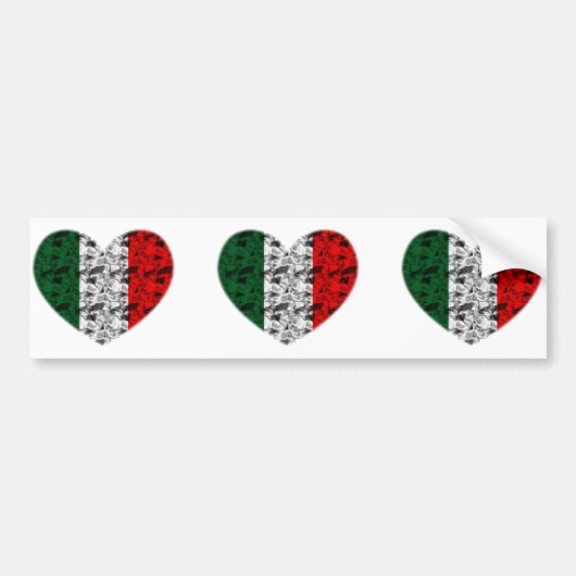 イタリアのハート バンパーステッカー (正面)