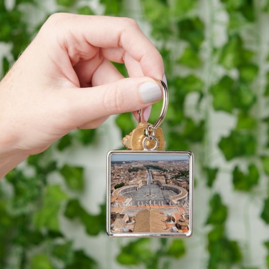 イタリアのバチカン:聖ペテロ広場の空中風景 キーホルダー (手)