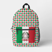 イタリアのバックパックの色,イタリアイタリアン国旗 プリントバックパック (正面)