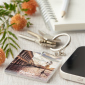 イタリアのパドヴァにある広場の夕日 キーホルダー (正面右)