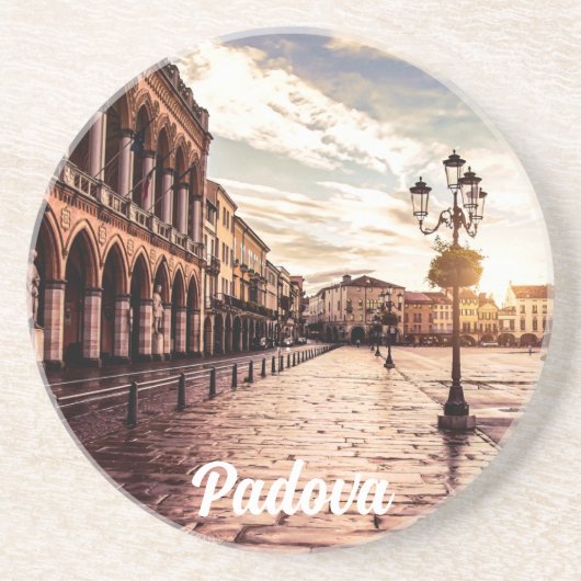 イタリアのパドヴァにある広場の夕日 コースター (正面)