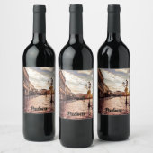 イタリアのパドヴァにある広場の夕日 ワインラベル (ボトル)