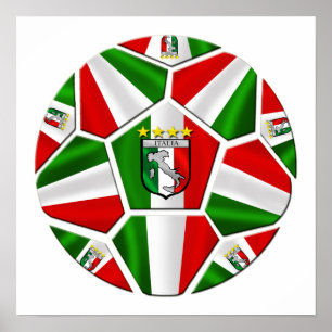 イタリアのパネルのイタリアのサッカーボールのイタリアンな旗 ポスター