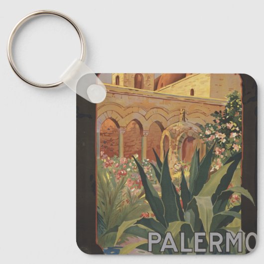 イタリアのパレルモのためのヴィンテージ旅行ポスター。 キーホルダー (正面)
