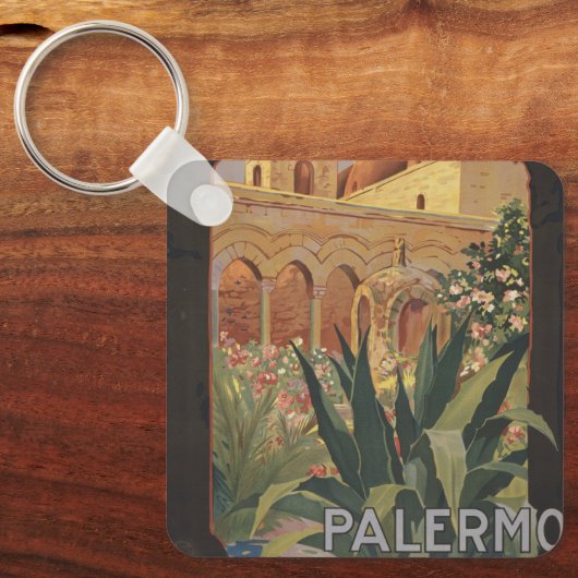 イタリアのパレルモのためのヴィンテージ旅行ポスター。 キーホルダー (正面)