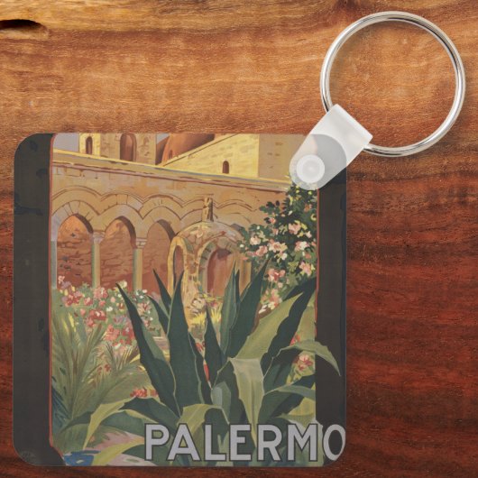 イタリアのパレルモのためのヴィンテージ旅行ポスター。 キーホルダー (裏面)