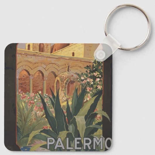 イタリアのパレルモのためのヴィンテージ旅行ポスター。 キーホルダー (裏面)