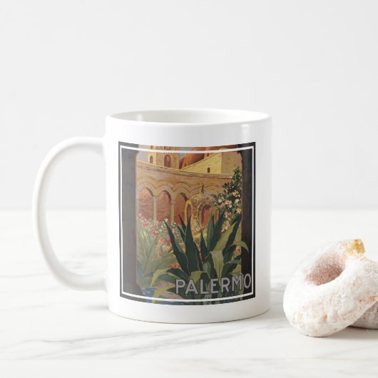 イタリアのパレルモのためのヴィンテージ旅行ポスター。 コーヒーマグカップ (ドーナツ)
