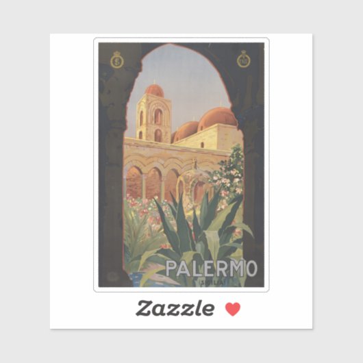 イタリアのパレルモのためのヴィンテージ旅行ポスター。 シール (シート)