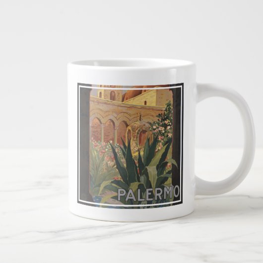 イタリアのパレルモのためのヴィンテージ旅行ポスター。 ジャンボコーヒーマグカップ (右)
