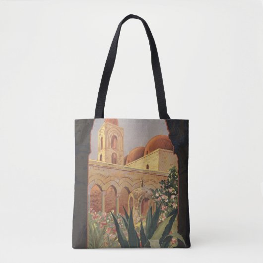 イタリアのパレルモのためのヴィンテージ旅行ポスター。 トートバッグ (正面)