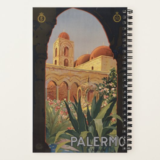 イタリアのパレルモのためのヴィンテージ旅行ポスター。 ノートブック (裏面)