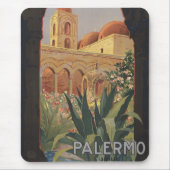 イタリアのパレルモのためのヴィンテージ旅行ポスター。 マウスパッド (正面)