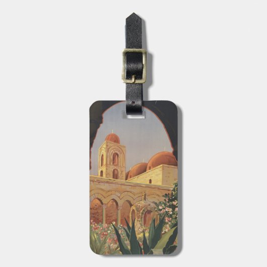 イタリアのパレルモのためのヴィンテージ旅行ポスター。 ラゲッジタグ (正面縦)