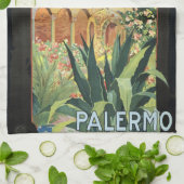 イタリアのパレルモ教会、ヴィンテージ旅行ポスターアート キッチンタオル (折り畳み)