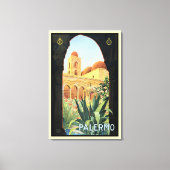 イタリアのパレルモ教会、ヴィンテージ旅行ポスターアート キャンバスプリント (正面)