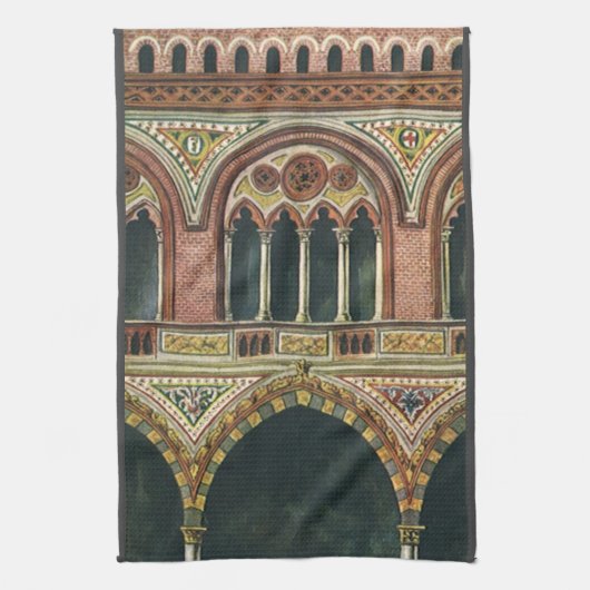 イタリアのパヴィアにある要塞のヴィンテージ建築 キッチンタオル (縦)