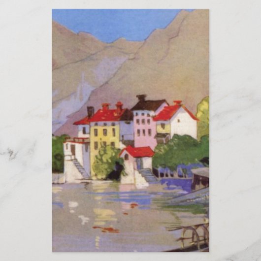 イタリアのビンテージ海辺の村観光 便箋 (正面)