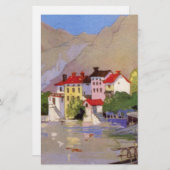 イタリアのビンテージ海辺の村観光 便箋 (正面/裏面)