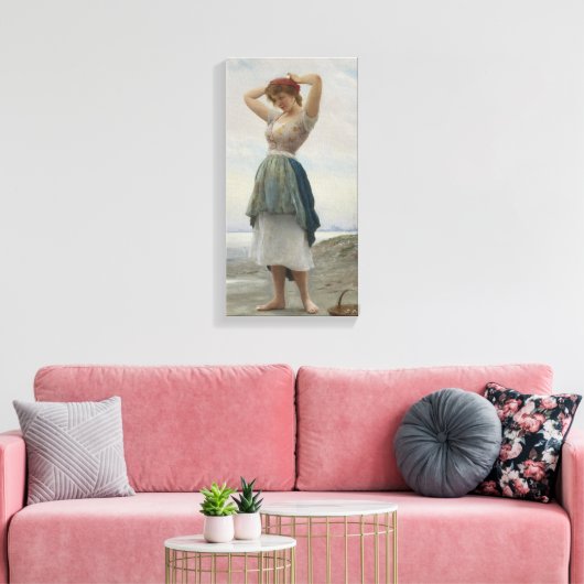 イタリアのビーチで小石を集める キャンバスプリント (インサイチュ (リビング))